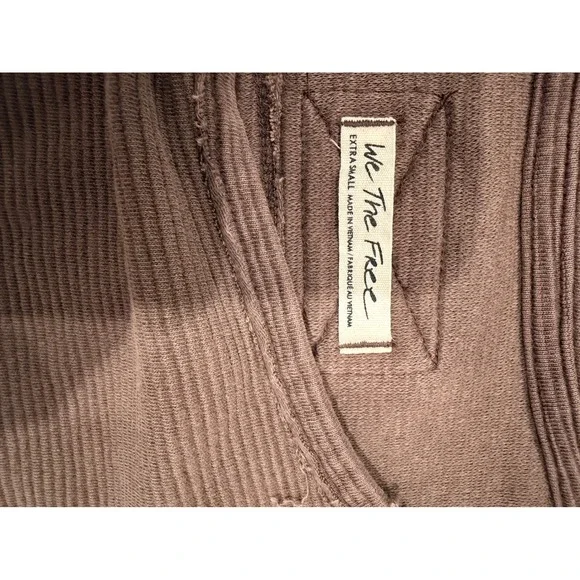 We The Free Brown Ribbed Crew Neck Long Sleeve Oversized Sweatshirt Extra Small - Picture 3 of 7